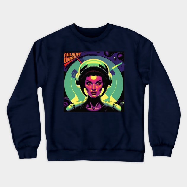 Special Op: Aliens Retro Futurism Crewneck Sweatshirt by musicgeniusart